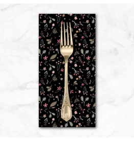 PD's Boccaccini Meadows Collection Nature Trail, Leaves in Black, Dinner Napkin