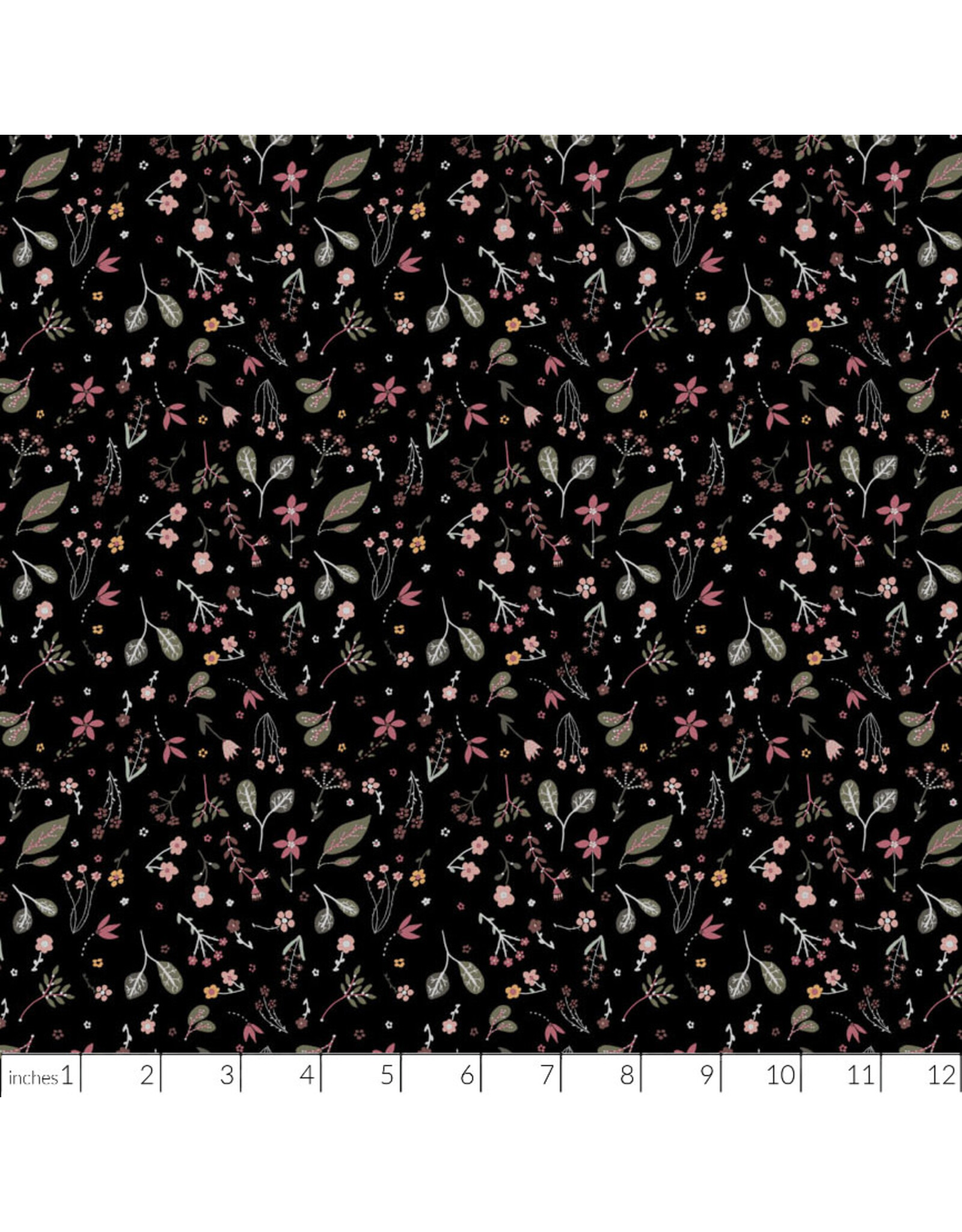 PD's Boccaccini Meadows Collection Nature Trail, Leaves in Black, Dinner Napkin