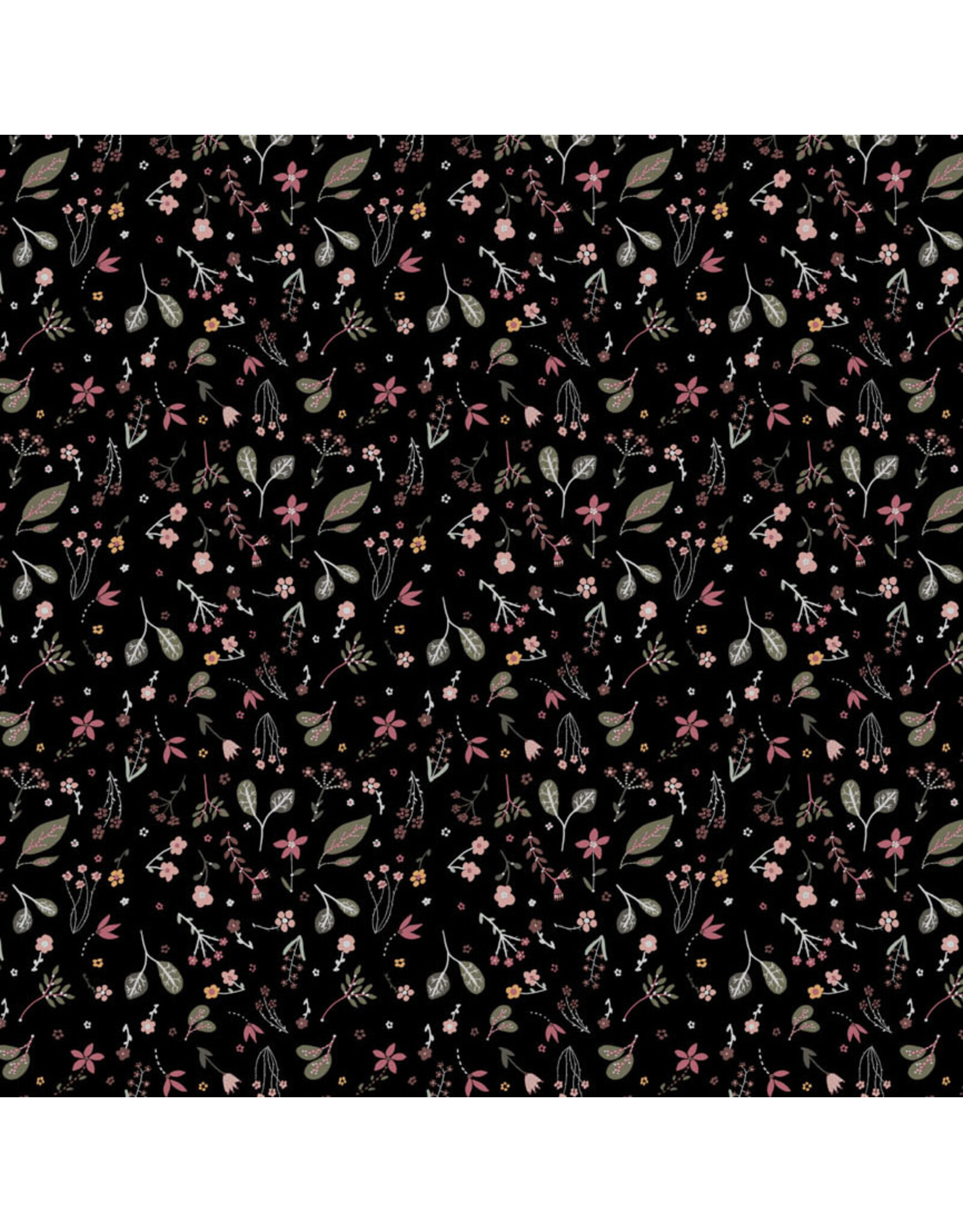 Boccaccini Meadows Nature Trail, Leaves in Black, Fabric Half-Yards