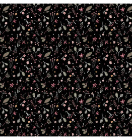 Boccaccini Meadows Nature Trail, Leaves in Black, Fabric Half-Yards
