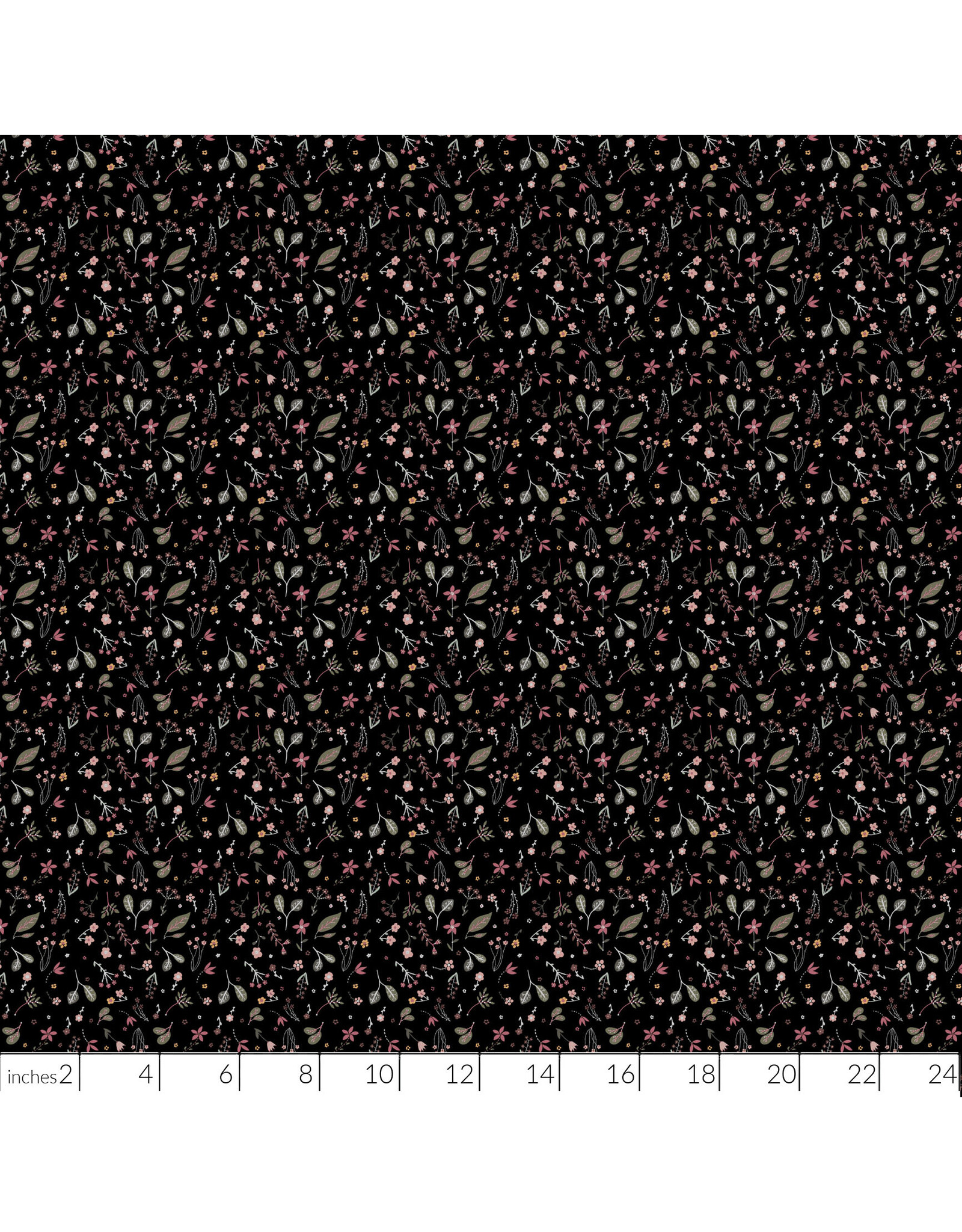 Boccaccini Meadows Nature Trail, Leaves in Black, Fabric Half-Yards