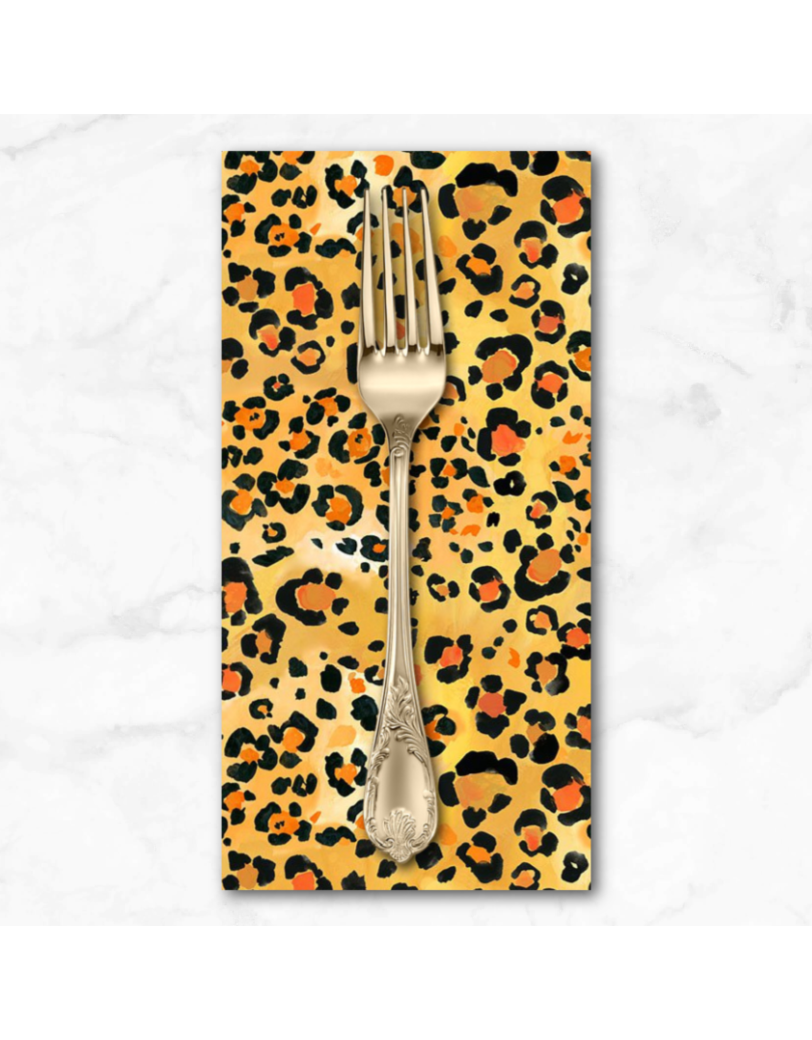 PD's August Wren Collection ON SALE-Paradise Found, Leopard Skin in Gold, Dinner Napkin