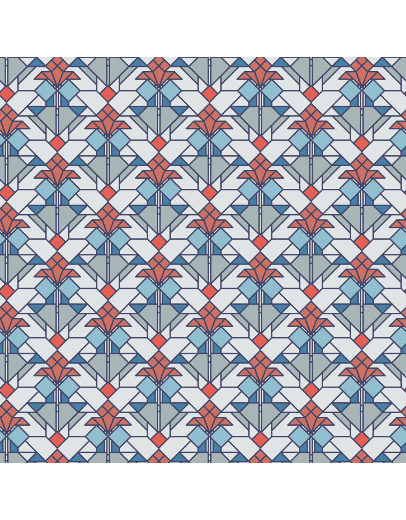 Frank Lloyd Wright April Showers, Coonley Tulip in Bright, Fabric Half-Yards