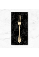 PD's Henry Glass Collection Back in Black, Chrysanthemum in Black on Black, Dinner Napkin