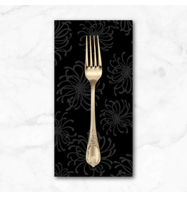 PD's Henry Glass Collection Back in Black, Chrysanthemum in Black on Black, Dinner Napkin