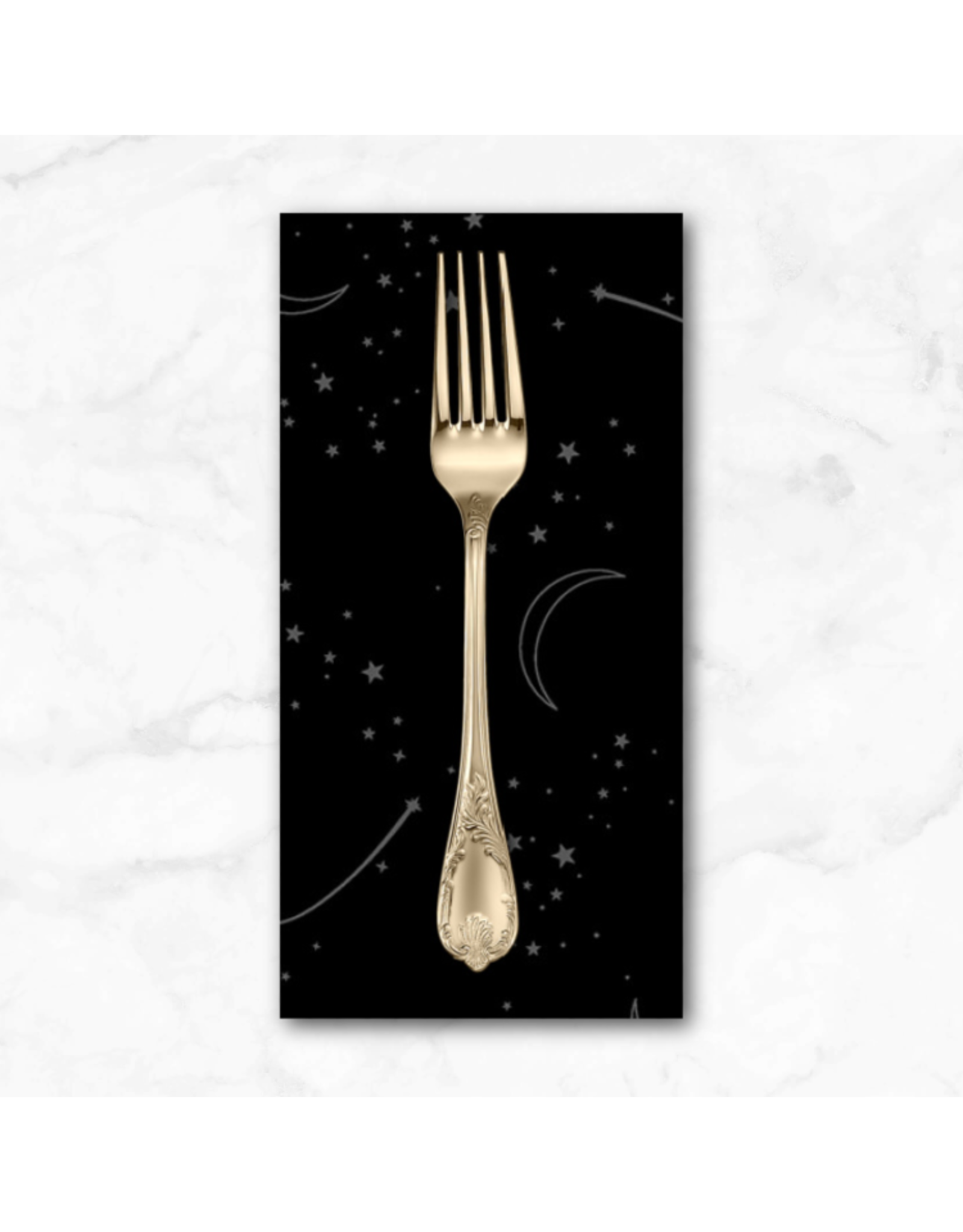 PD's Henry Glass Collection Back in Black, Stars and Moon in Black on Black, Dinner Napkin