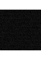 Henry Glass Fabrics Back in Black, Word Ramble in Black on Black, Fabric Half-Yards