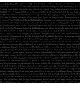 Henry Glass Fabrics Back in Black, Word Ramble in Black on Black, Fabric Half-Yards