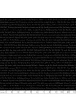 Henry Glass Fabrics Back in Black, Word Ramble in Black on Black, Fabric Half-Yards