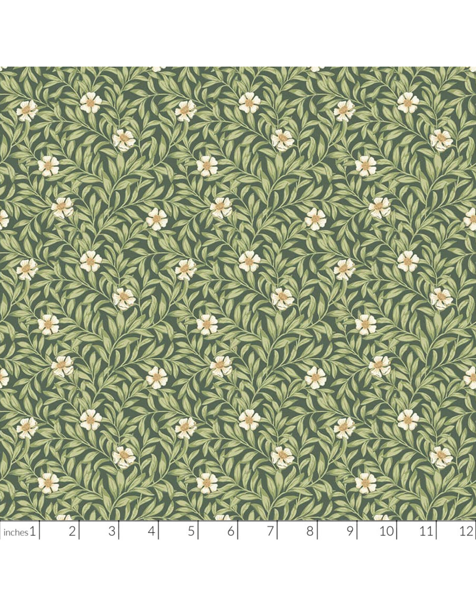 Northcott Ornithology, Floweret in Dark Green Multi, Fabric Half-Yards