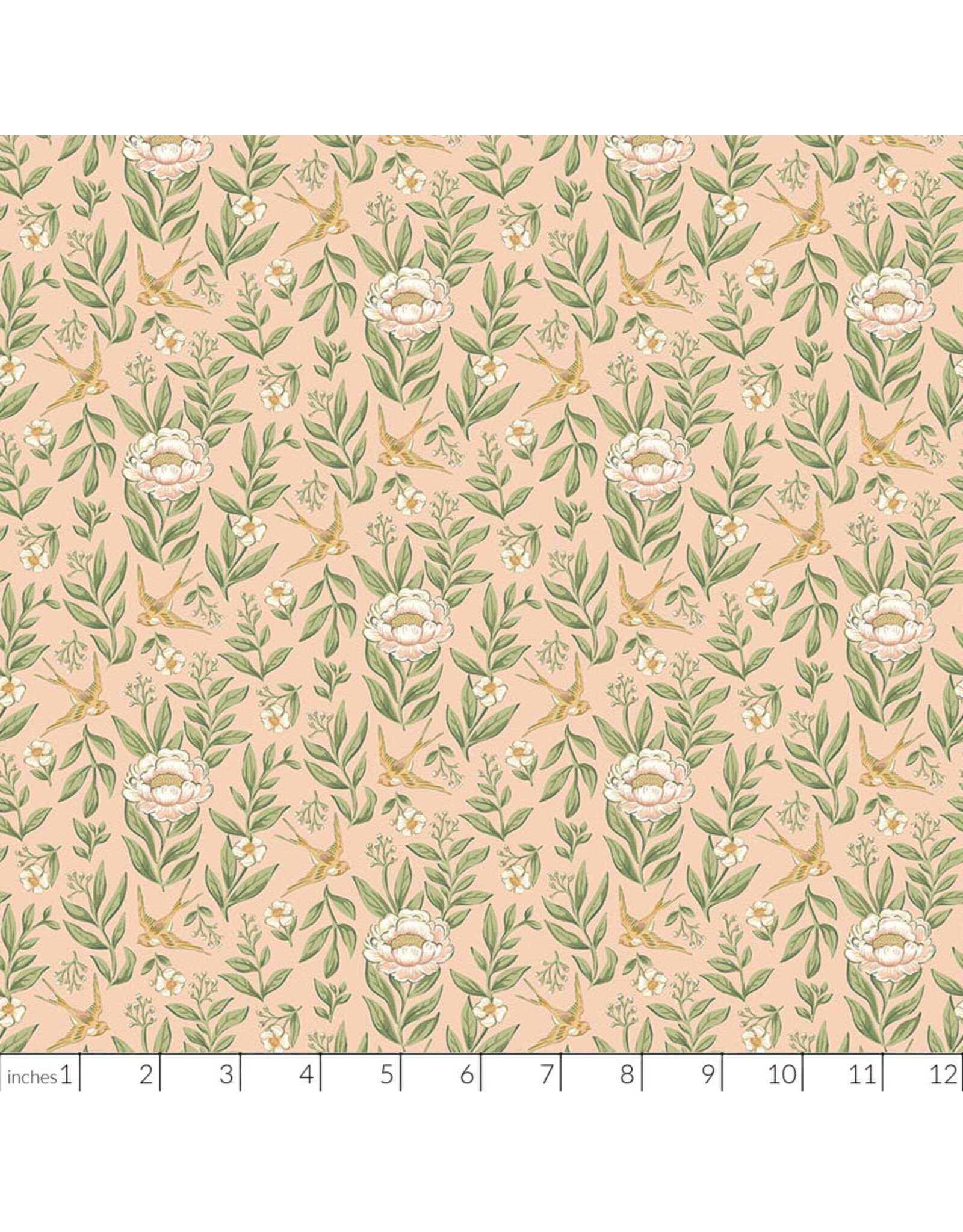 Northcott Ornithology, Love Story in Peach Multi, Fabric Half-Yards