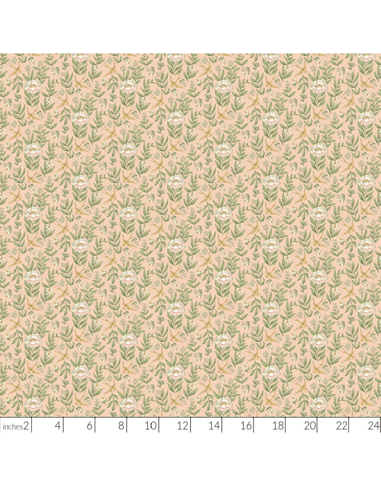 Northcott Ornithology, Love Story in Peach Multi, Fabric Half-Yards