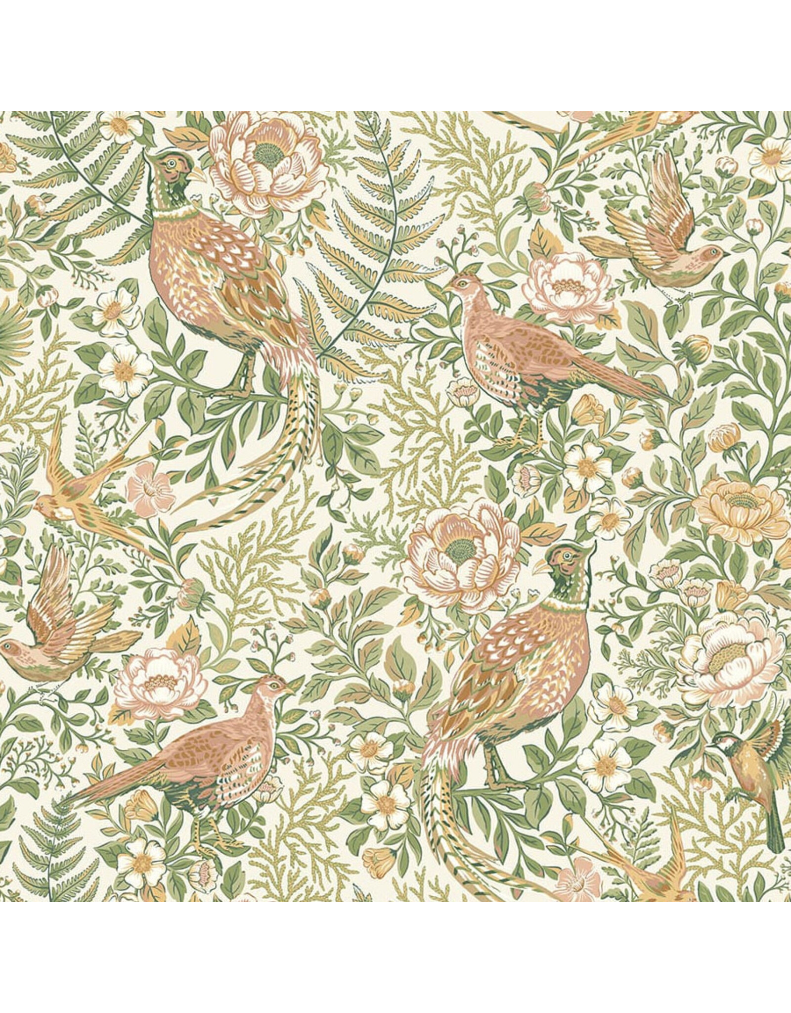 Northcott Ornithology, Pheasant Grove in Cream Multi, Fabric Half-Yards