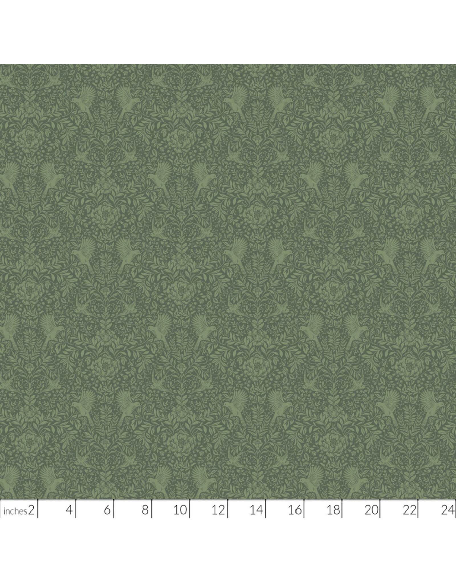 Northcott Ornithology, Thicket in Green, Fabric Half-Yards