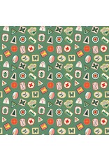 Dear Stella ON SALE - 5 YARD CUT,  Gone Camping, Camp Badges in Meadow