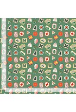 Dear Stella ON SALE - 5 YARD CUT,  Gone Camping, Camp Badges in Meadow