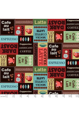 Michael Miller ON SALE - 5 YARD CUT, Coffee Culture, Coffee Patchwork in Multi