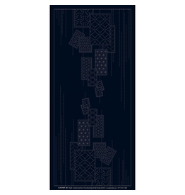 QHTextiles Sashiko Cloth, Sashiko Panel Shuffle in Navy
