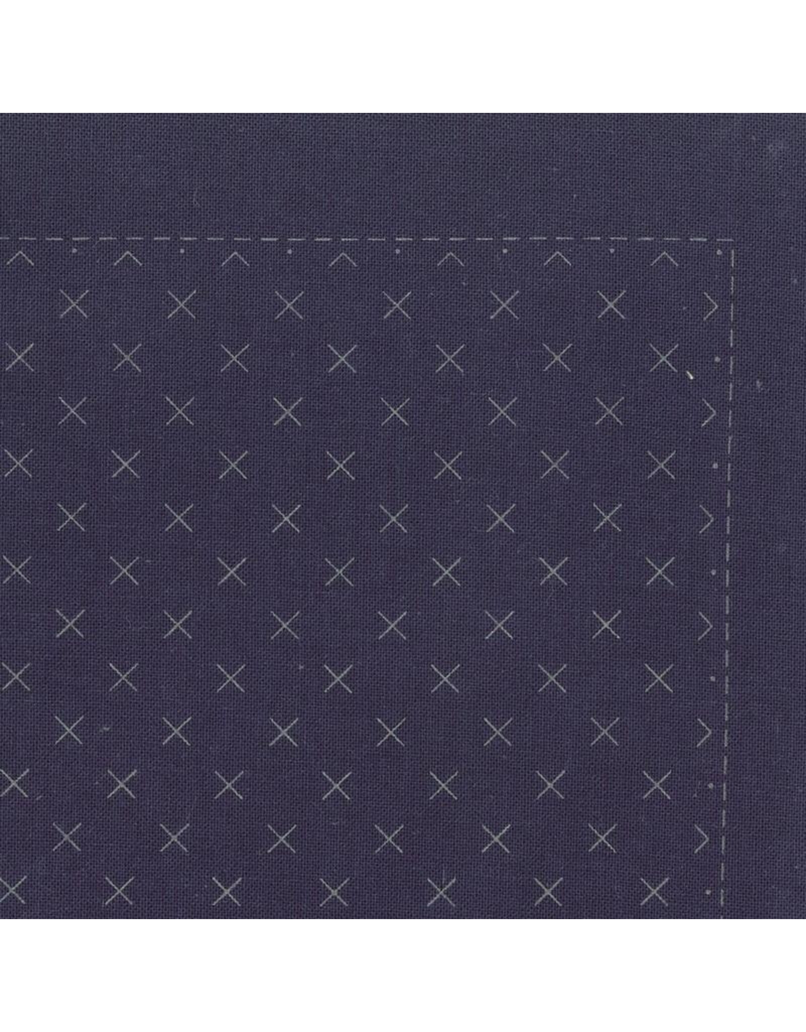 Japan Import Sashiko Cloth, Asagao in Navy, H-2046