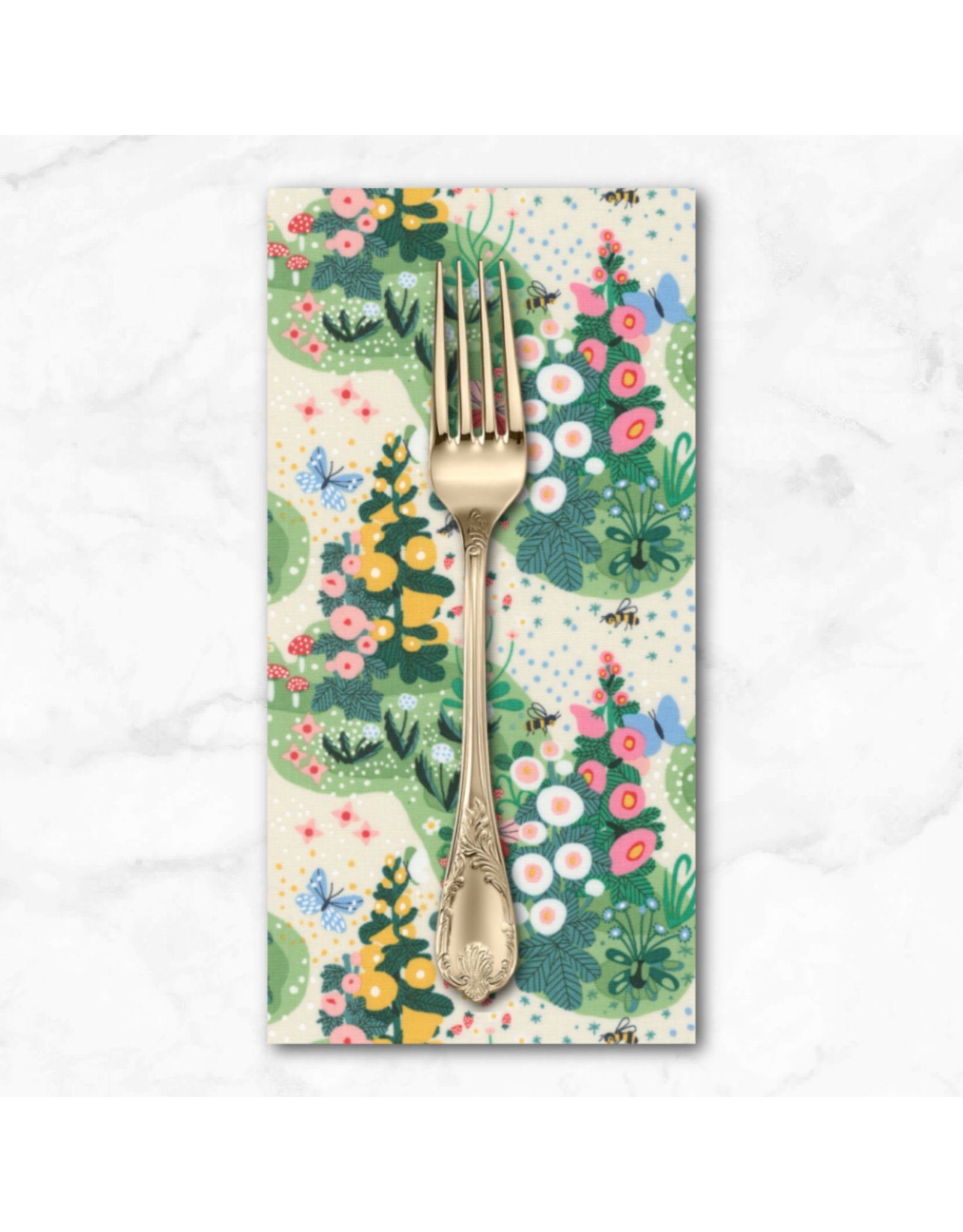 PD's Lizzy House Collection Love Letter, Fairy Garden in Eggshell, Dinner Napkin