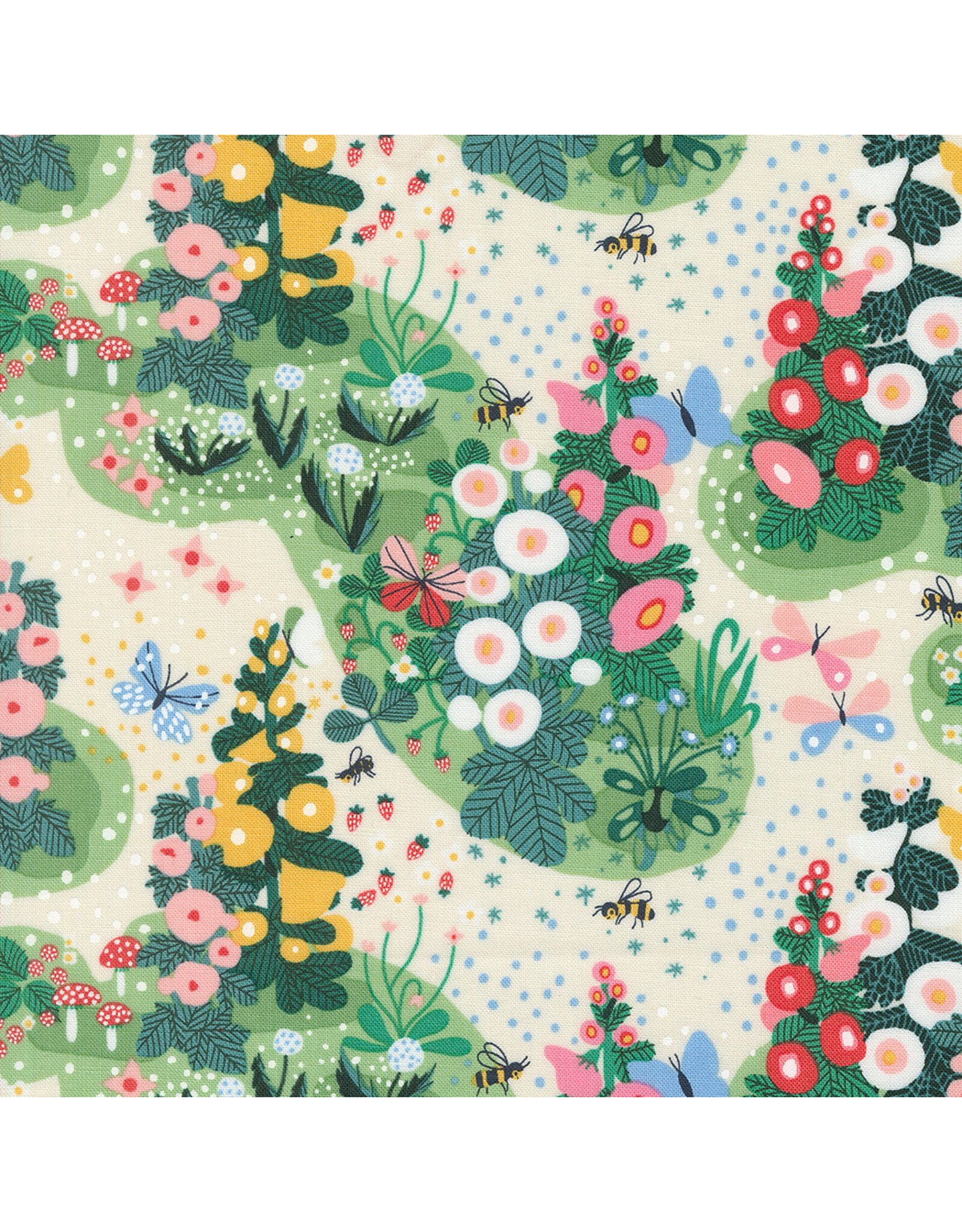 Lizzy House Love Letter, Fairy Garden in Eggshell, Fabric Half-Yards