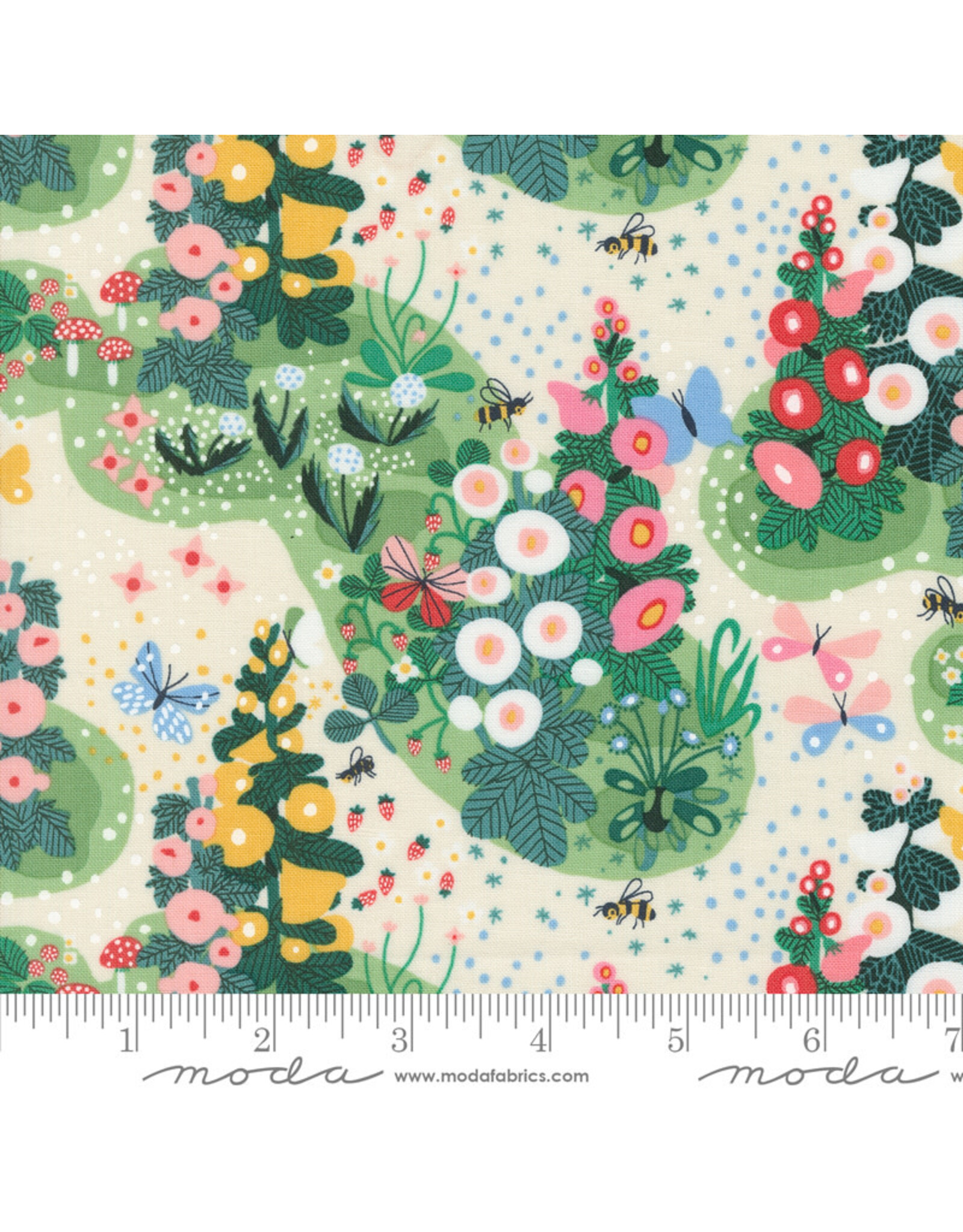 Lizzy House Love Letter, Fairy Garden in Eggshell, Fabric Half-Yards