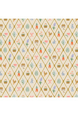 Rifle Paper Co. Easter, Easter Lattice in Linen with Metallic, Fabric Half-Yards