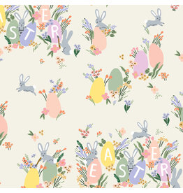 Rifle Paper Co. Easter, Hoppy Easter in Cream, Fabric Half-Yards