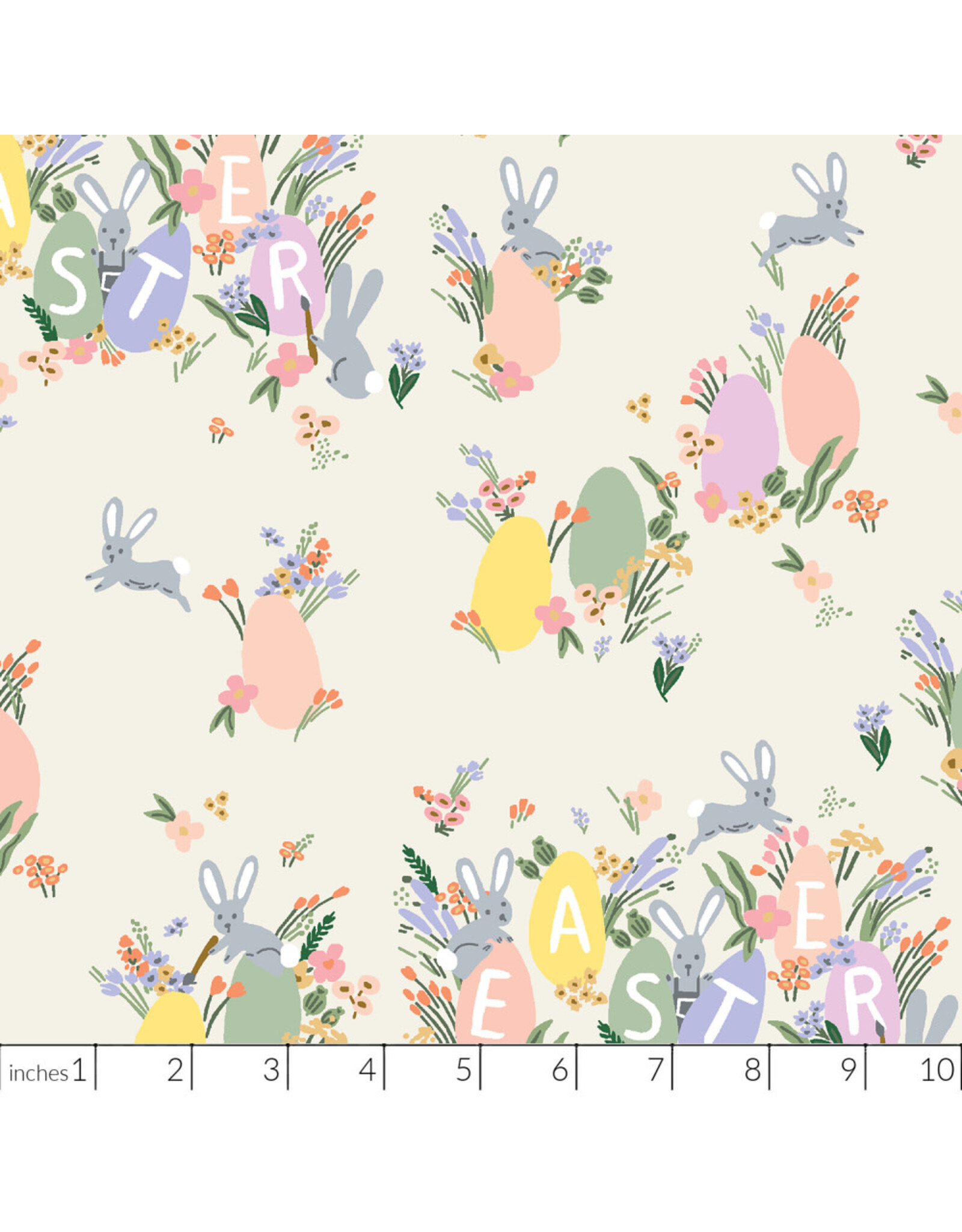 Rifle Paper Co. Easter, Hoppy Easter in Cream, Fabric Half-Yards