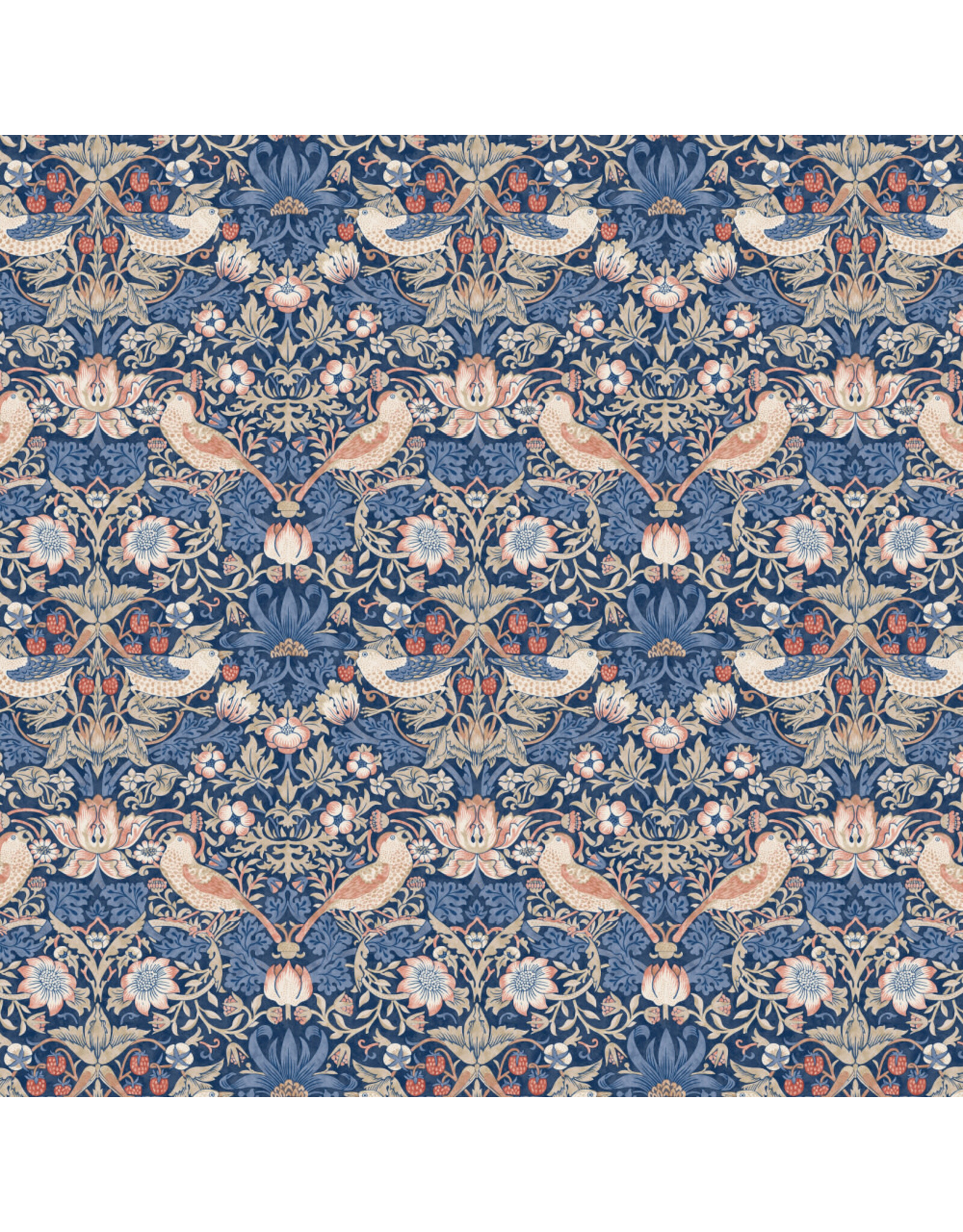 William Morris & Co. Cotton Lawn, Bexleyheath, Mini Strawberry Thief in Inky, Fabric Half-Yards