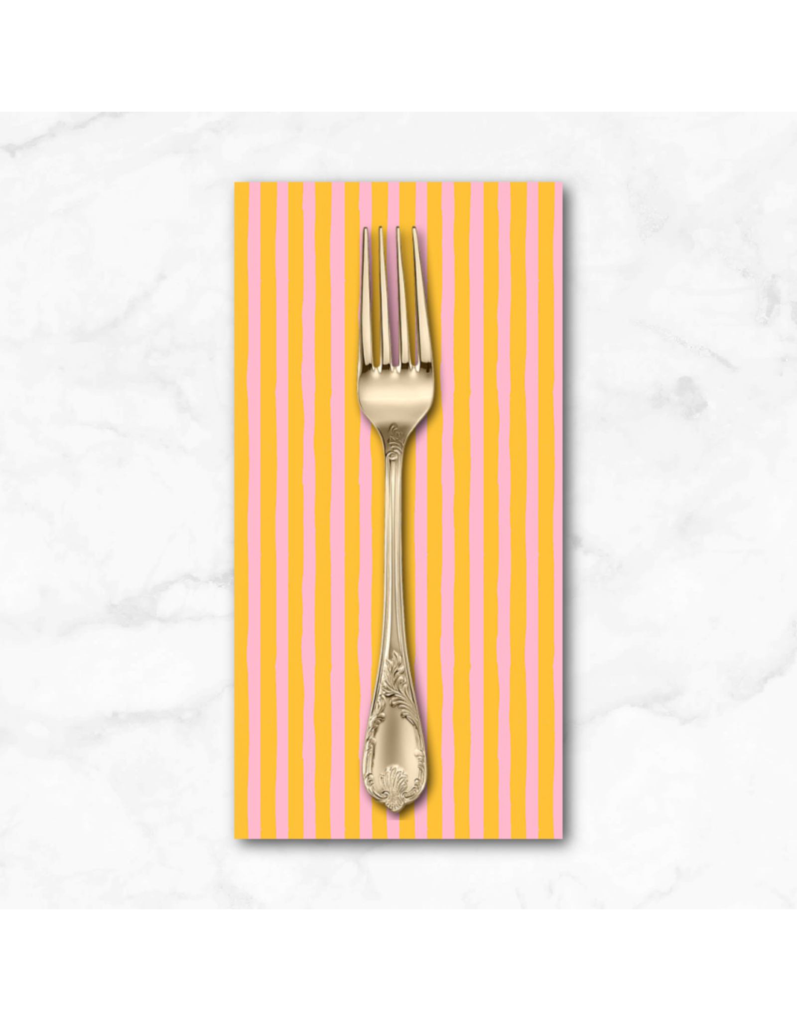 PD's Heather Ross Collection Ruby and Bee Blenders, Drawn Stripe in Turmeric Vervain, Dinner Napkin