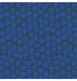 Heather Ross Ruby and Bee Blenders, Puffy Daisy in Ink Majorelle, Fabric Half-Yards
