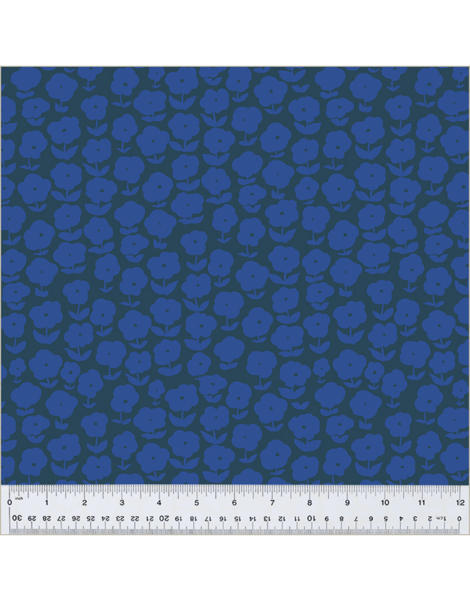 Heather Ross Ruby and Bee Blenders, Puffy Daisy in Ink Majorelle, Fabric Half-Yards