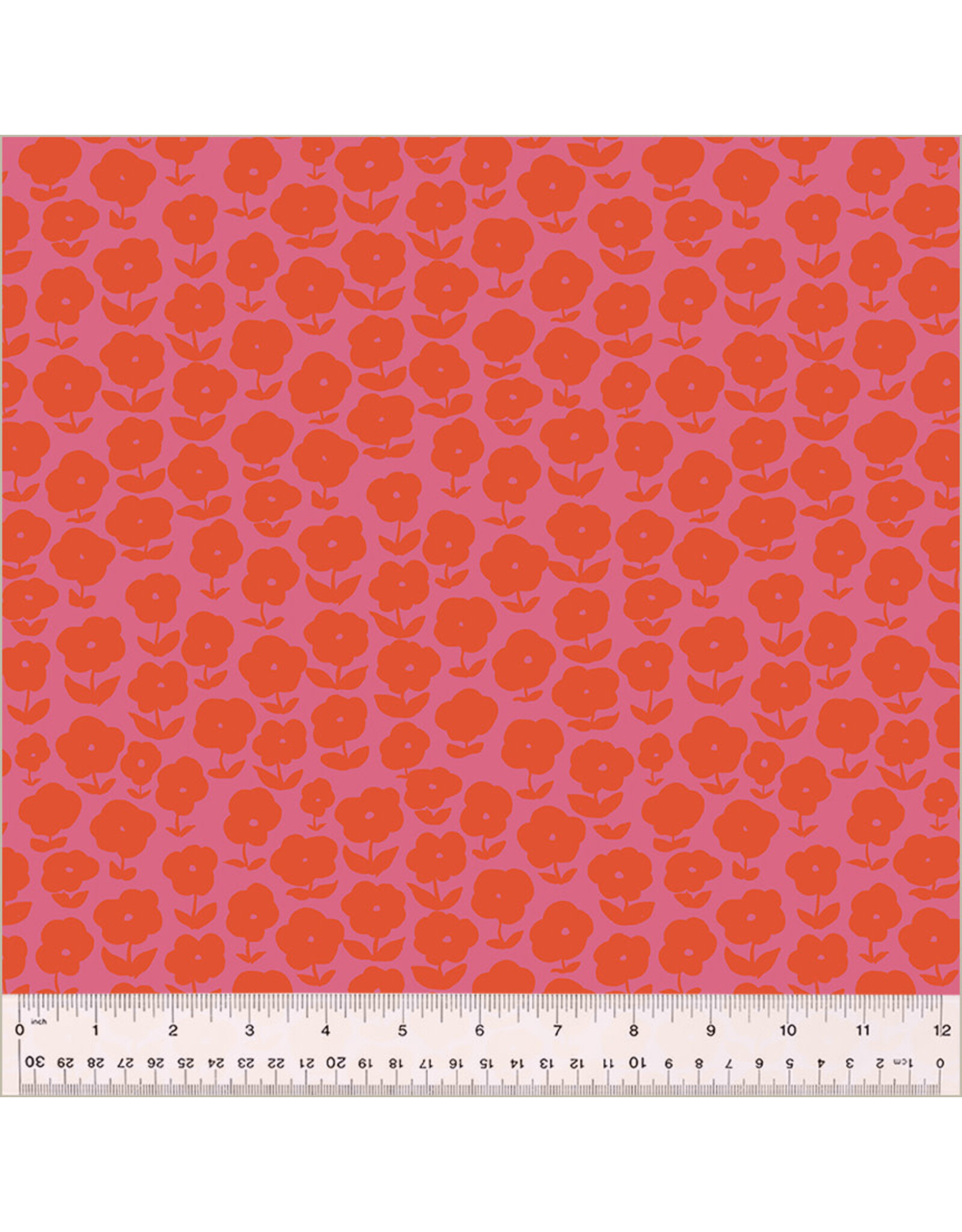 Heather Ross Ruby and Bee Blenders, Puffy Daisy in Purple Red, Fabric Half-Yards