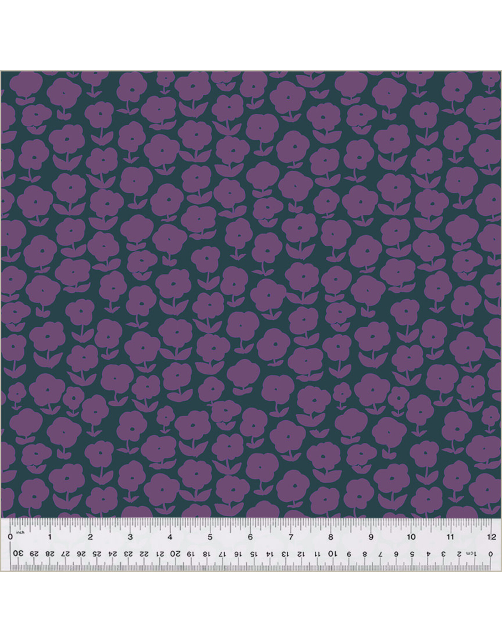 Heather Ross Ruby and Bee Blenders, Puffy Daisy in Salvia, Fabric Half-Yards