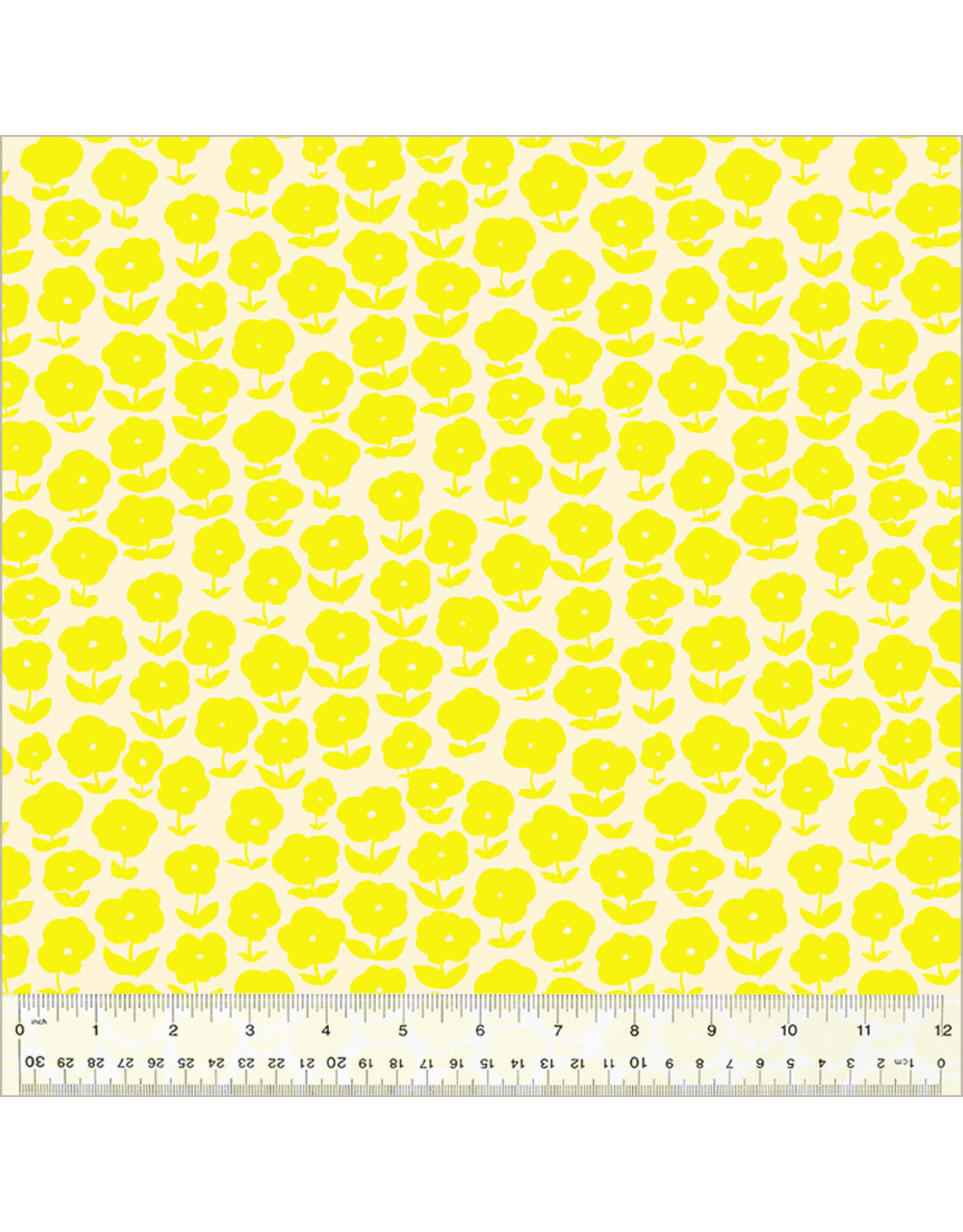 Heather Ross Ruby and Bee Blenders, Puffy Daisy in Vanilla Custard, Fabric Half-Yards