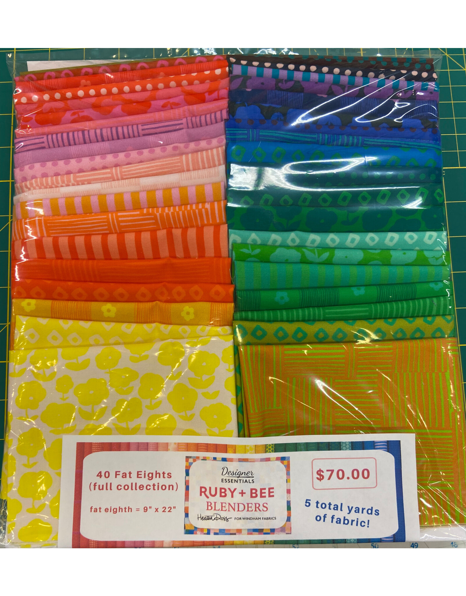 Heather Ross Ruby and Bee Blenders, Fat Eighth Bundle containing 40 pcs.