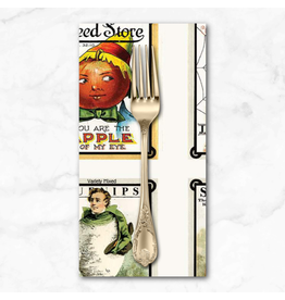PD's J Wecker Frisch Collection Pumpkin Patch, Seed Sacks Patch in White, Dinner Napkin