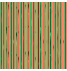 Cloud9 Fabrics Goodnight Moon, Stripe in Orange and Green, Fabric Half-Yards
