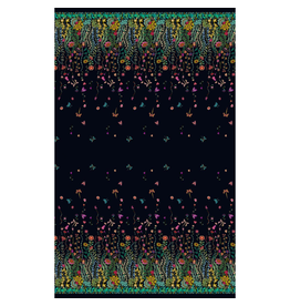 Sally Kelly Twilight, Moonlight in Black Double Border Print, Fabric Half-Yards