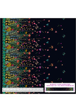 Sally Kelly Twilight, Moonlight in Black Double Border Print, Fabric Half-Yards