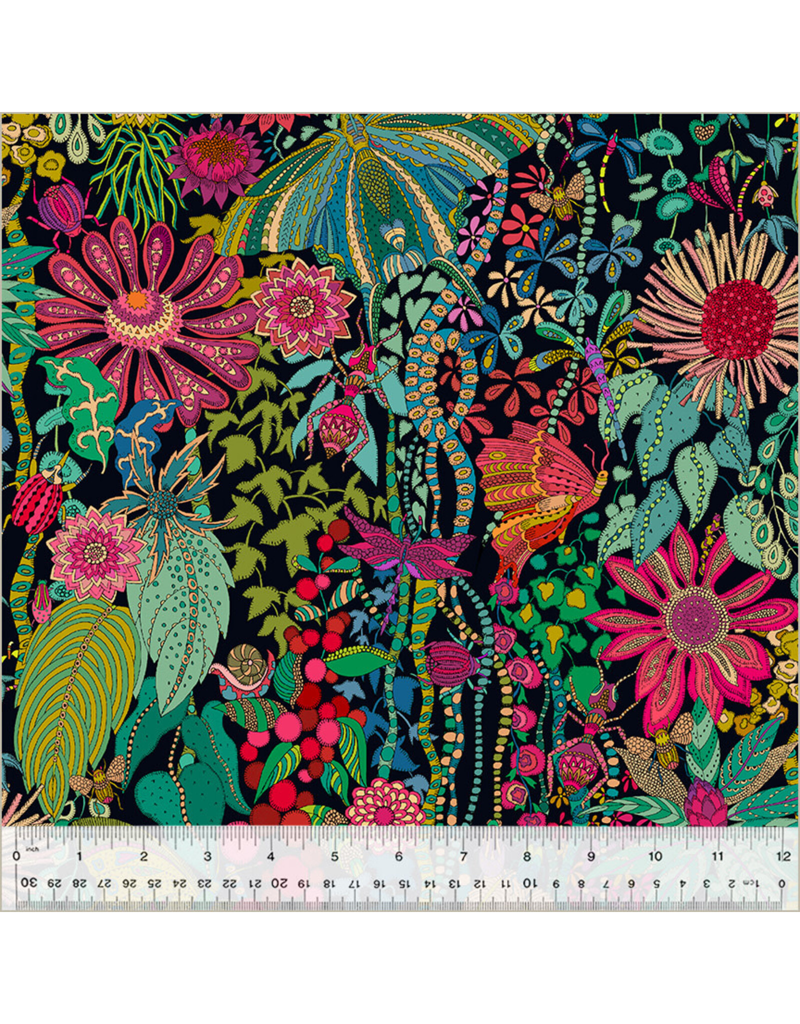 Sally Kelly Twilight, Twilight Dance in Black, Fabric Half-Yards