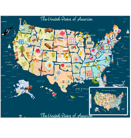 PD's Windham Collection Cross Country, Cross Country Visit in Navy, 30"x 42" Fabric Panel