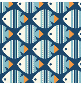 Cloud9 Fabrics Ocean Motion, Fish in Blue, Fabric Half-Yards