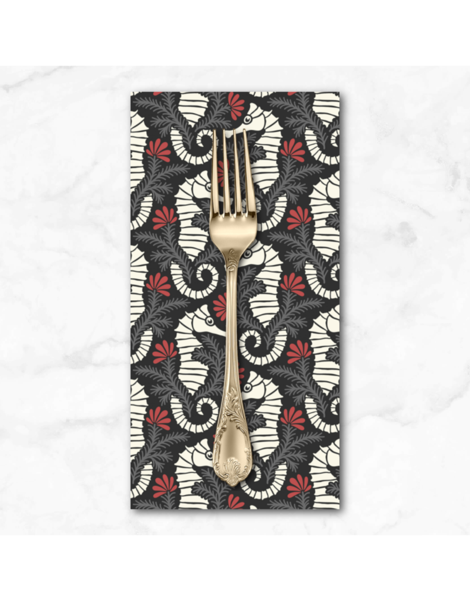 PD's Cloud9 Collection Ocean Motion, Seahorses in Gray, Dinner Napkin