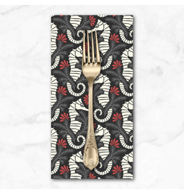 PD's Cloud9 Collection Ocean Motion, Seahorses in Gray, Dinner Napkin