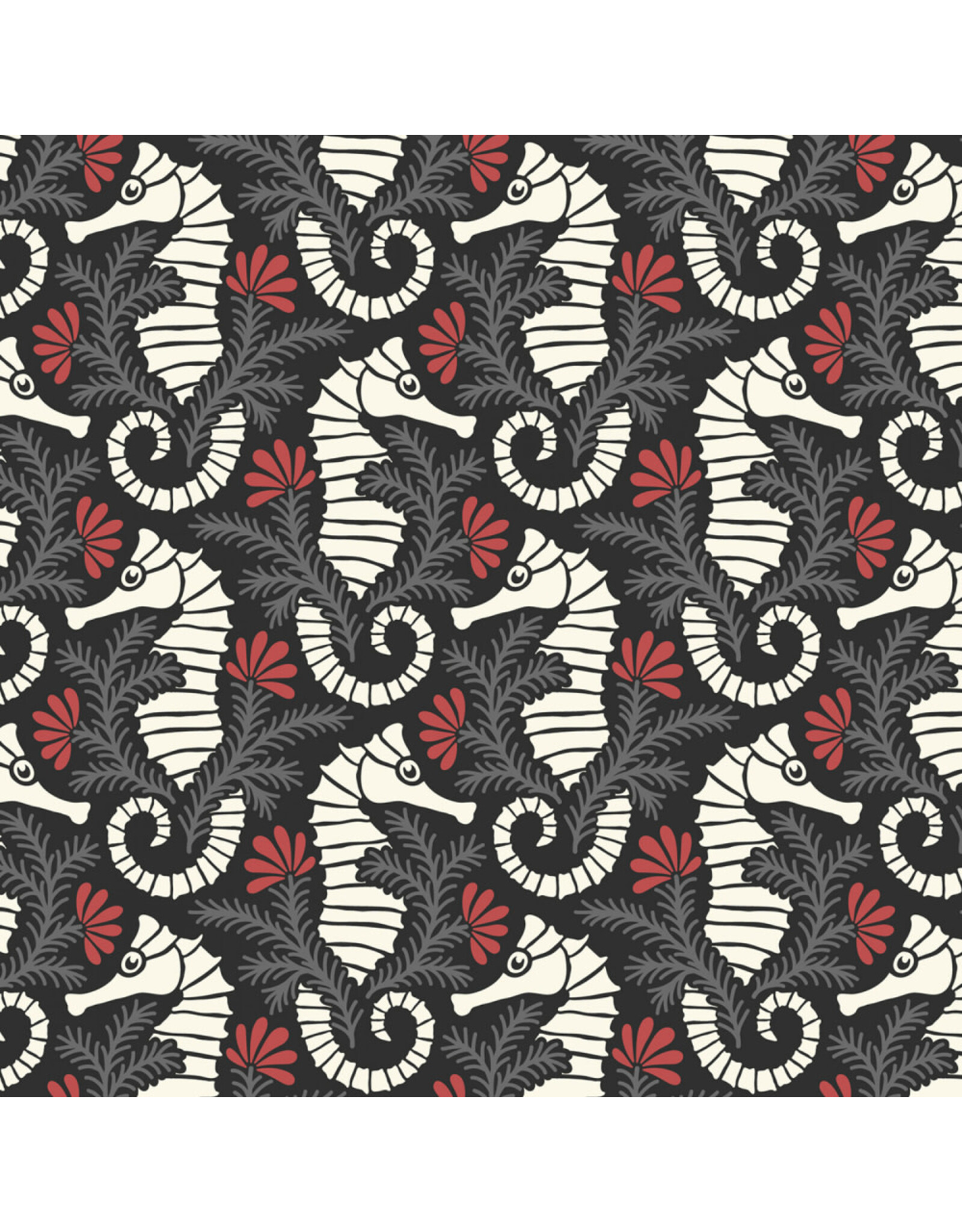 Cloud9 Fabrics Ocean Motion, Seahorses in Gray, Fabric Half-Yards