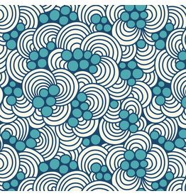 Cloud9 Fabrics Ocean Motion, Waves in Blue, Fabric Half-Yards