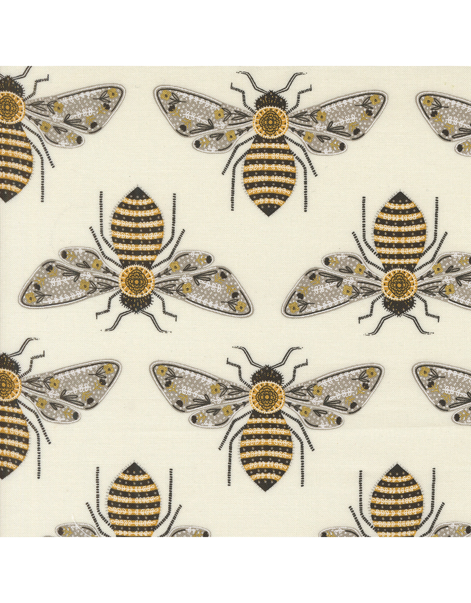 Gingiber Bee Garden, Bumblebee in Porcelain, Fabric Half-Yards