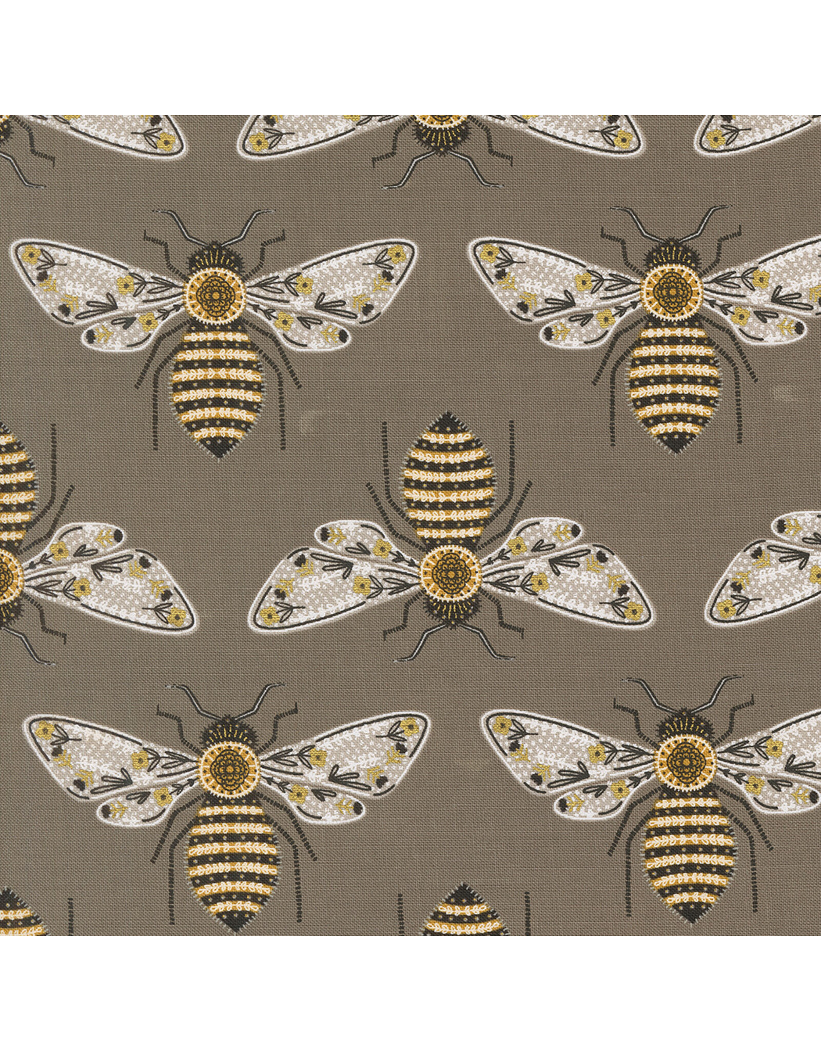 Gingiber Bee Garden, Bumblebee in Slate, Fabric Half-Yards